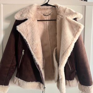 Petite Sherpa Moto Jacket XXS, Banana Republic 2021 Winter Line - Faux Fur